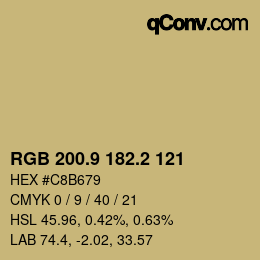 カラーコード: RGB 200.9 182.2 121 | qconv.com