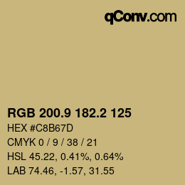 Color code: RGB 200.9 182.2 125 | qconv.com