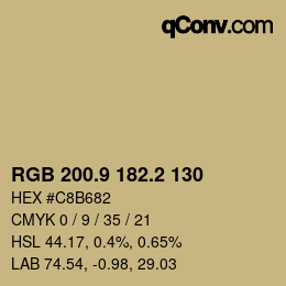 カラーコード: RGB 200.9 182.2 130 | qconv.com