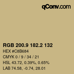 カラーコード: RGB 200.9 182.2 132 | qconv.com