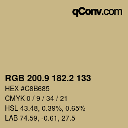 カラーコード: RGB 200.9 182.2 133 | qconv.com
