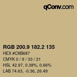 カラーコード: RGB 200.9 182.2 135 | qconv.com