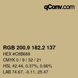 Color code: RGB 200.9 182.2 137 | qconv.com