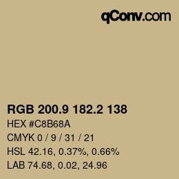 Color code: RGB 200.9 182.2 138 | qconv.com