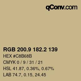 Color code: RGB 200.9 182.2 139 | qconv.com