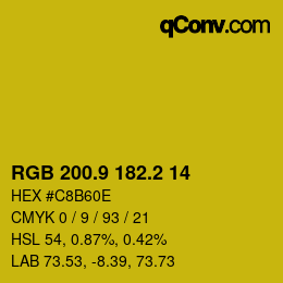 カラーコード: RGB 200.9 182.2 14 | qconv.com