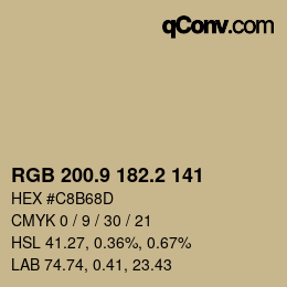 Color code: RGB 200.9 182.2 141 | qconv.com