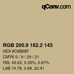 Color code: RGB 200.9 182.2 143 | qconv.com