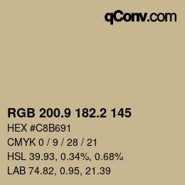カラーコード: RGB 200.9 182.2 145 | qconv.com