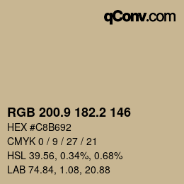 Color code: RGB 200.9 182.2 146 | qconv.com