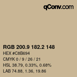 Color code: RGB 200.9 182.2 148 | qconv.com