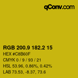 カラーコード: RGB 200.9 182.2 15 | qconv.com