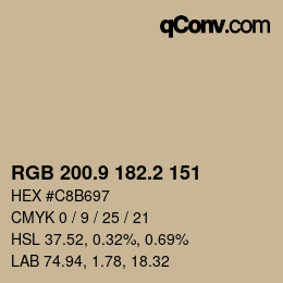 Color code: RGB 200.9 182.2 151 | qconv.com