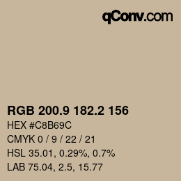 Color code: RGB 200.9 182.2 156 | qconv.com