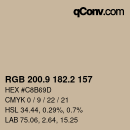 Color code: RGB 200.9 182.2 157 | qconv.com