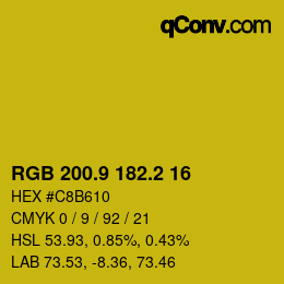 カラーコード: RGB 200.9 182.2 16 | qconv.com