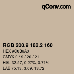 Color code: RGB 200.9 182.2 160 | qconv.com
