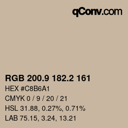 Color code: RGB 200.9 182.2 161 | qconv.com