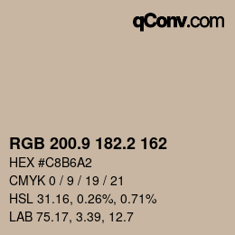 Color code: RGB 200.9 182.2 162 | qconv.com