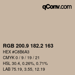 Color code: RGB 200.9 182.2 163 | qconv.com