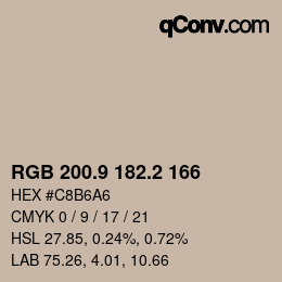 Color code: RGB 200.9 182.2 166 | qconv.com