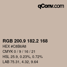 Color code: RGB 200.9 182.2 168 | qconv.com