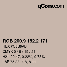 Color code: RGB 200.9 182.2 171 | qconv.com