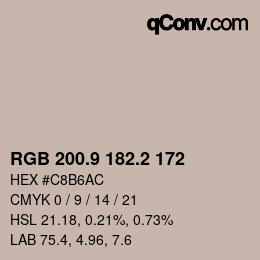 Color code: RGB 200.9 182.2 172 | qconv.com