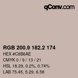 カラーコード: RGB 200.9 182.2 174 | qconv.com