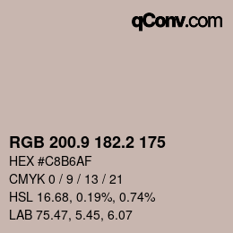 Farbcode: RGB 200.9 182.2 175 | qconv.com