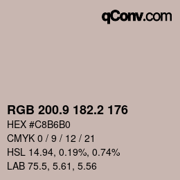 Color code: RGB 200.9 182.2 176 | qconv.com