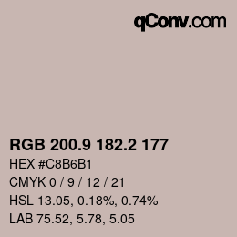 カラーコード: RGB 200.9 182.2 177 | qconv.com