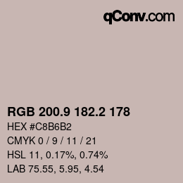 カラーコード: RGB 200.9 182.2 178 | qconv.com