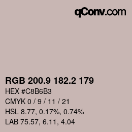 カラーコード: RGB 200.9 182.2 179 | qconv.com