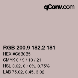 Color code: RGB 200.9 182.2 181 | qconv.com