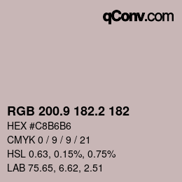 カラーコード: RGB 200.9 182.2 182 | qconv.com