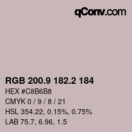カラーコード: RGB 200.9 182.2 184 | qconv.com
