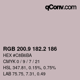カラーコード: RGB 200.9 182.2 186 | qconv.com