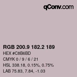 カラーコード: RGB 200.9 182.2 189 | qconv.com
