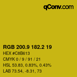 カラーコード: RGB 200.9 182.2 19 | qconv.com