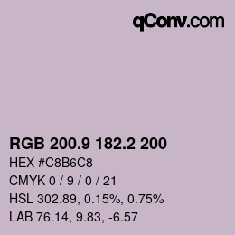 カラーコード: RGB 200.9 182.2 200 | qconv.com