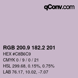 カラーコード: RGB 200.9 182.2 201 | qconv.com