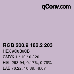 カラーコード: RGB 200.9 182.2 203 | qconv.com