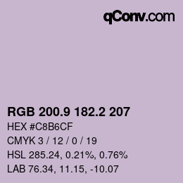 カラーコード: RGB 200.9 182.2 207 | qconv.com