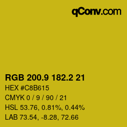 カラーコード: RGB 200.9 182.2 21 | qconv.com