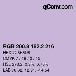 Code couleur: RGB 200.9 182.2 216 | qconv.com