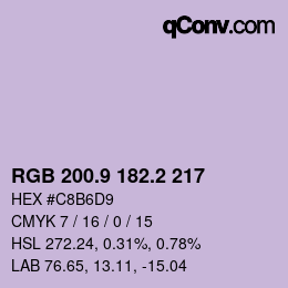 カラーコード: RGB 200.9 182.2 217 | qconv.com