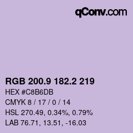 カラーコード: RGB 200.9 182.2 219 | qconv.com