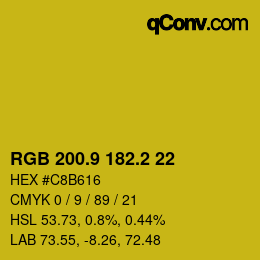 カラーコード: RGB 200.9 182.2 22 | qconv.com