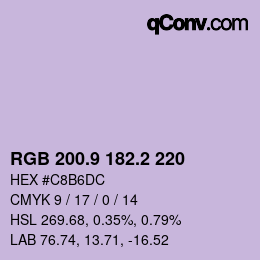 Color code: RGB 200.9 182.2 220 | qconv.com